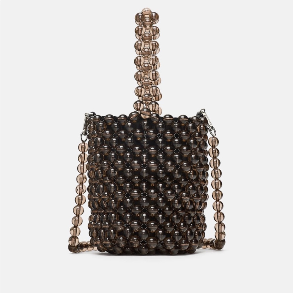 Mini beaded bucket bag